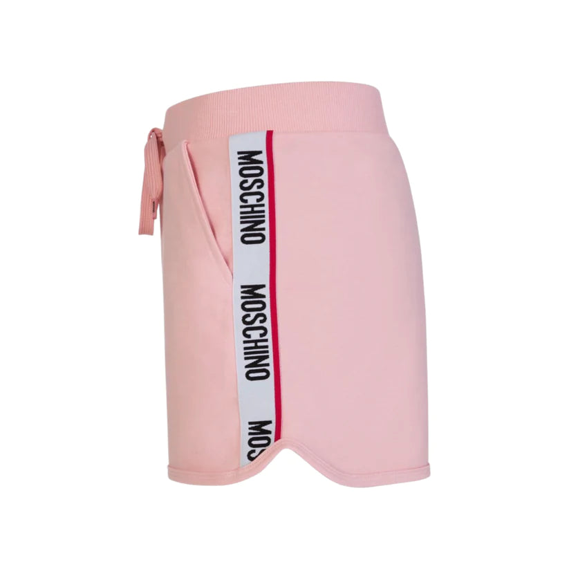 WOMENS MOSCHINO TAPE COTTON SHORTS - PINK