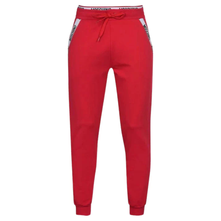 MOSCHINO TAPE LOGO JOGGING BOTTOMS RED