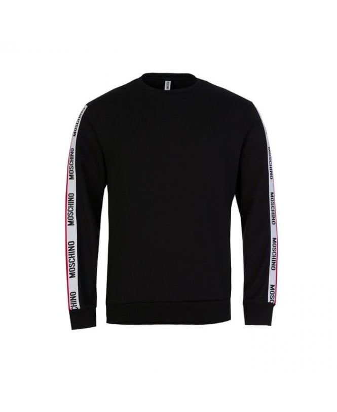 MOSCHINO TAPE COTTON FLEECE SWEATSHIRT - BLACK