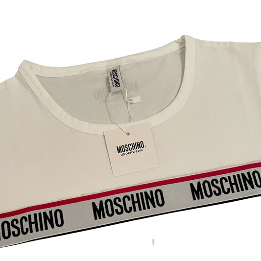 WOMENS MOSCHINO TAPE LOGO TSHIRT - WHITE