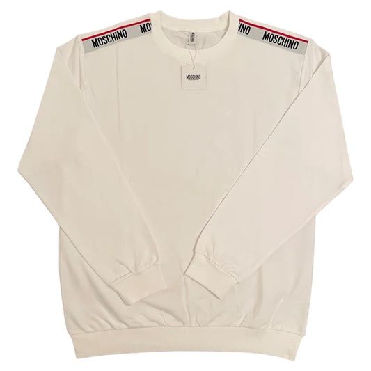 MOSCHINO TAPE COTTON FLEECE SWEATSHIRT - WHITE