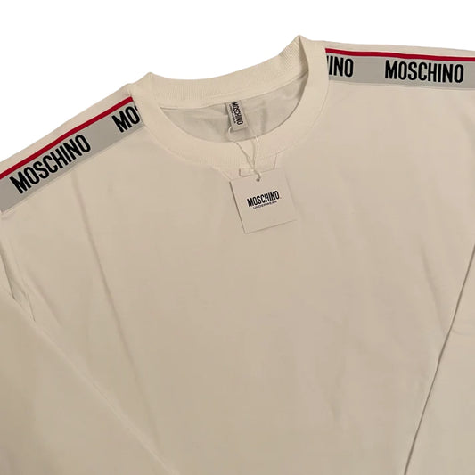 MOSCHINO TAPE COTTON FLEECE SWEATSHIRT - WHITE