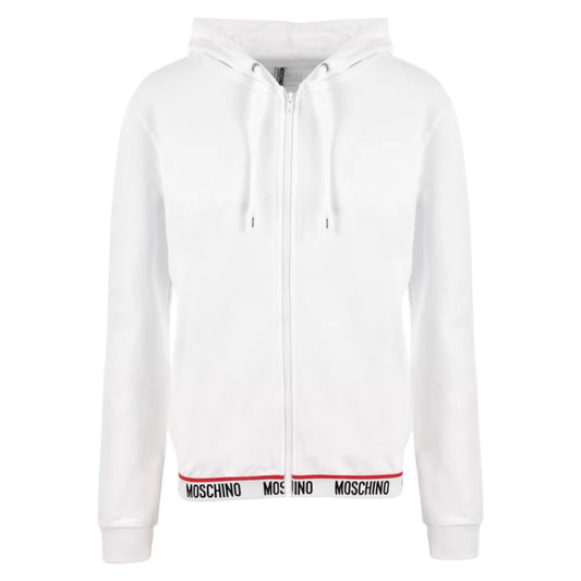 WOMENS MOSCHINO TAPE ZIP UP HOODIE - WHITE