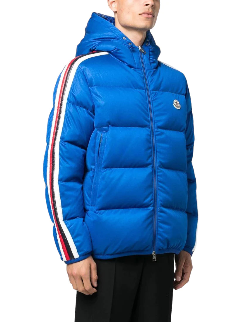 MONCLER SANBESAN LOGO DOWN PUFFER JACKET - BLUE