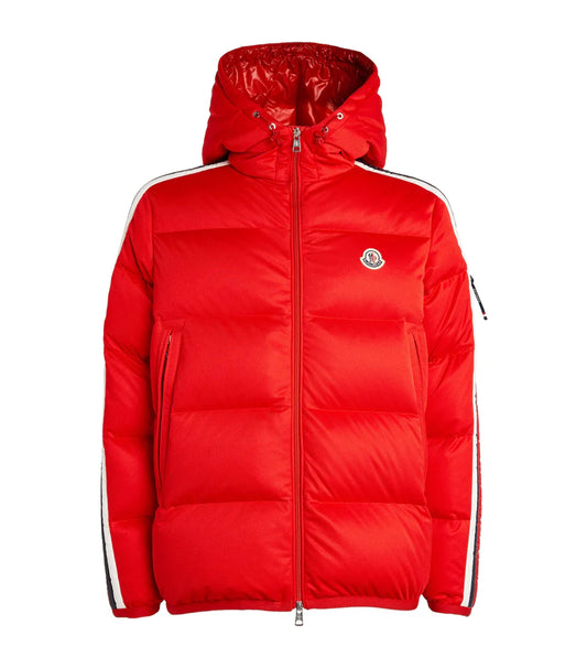 MONCLER SANBESAN LOGO DOWN PUFFER JACKET - RED