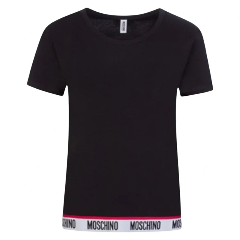 WOMENS MOSCHINO TAPE LOGO TSHIRT - BLACK