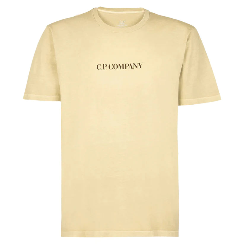 C.P. COMPANY LOGO PRINT TSHIRT - TAN YELLOW