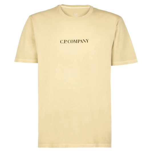 C.P. COMPANY LOGO PRINT TSHIRT - TAN YELLOW