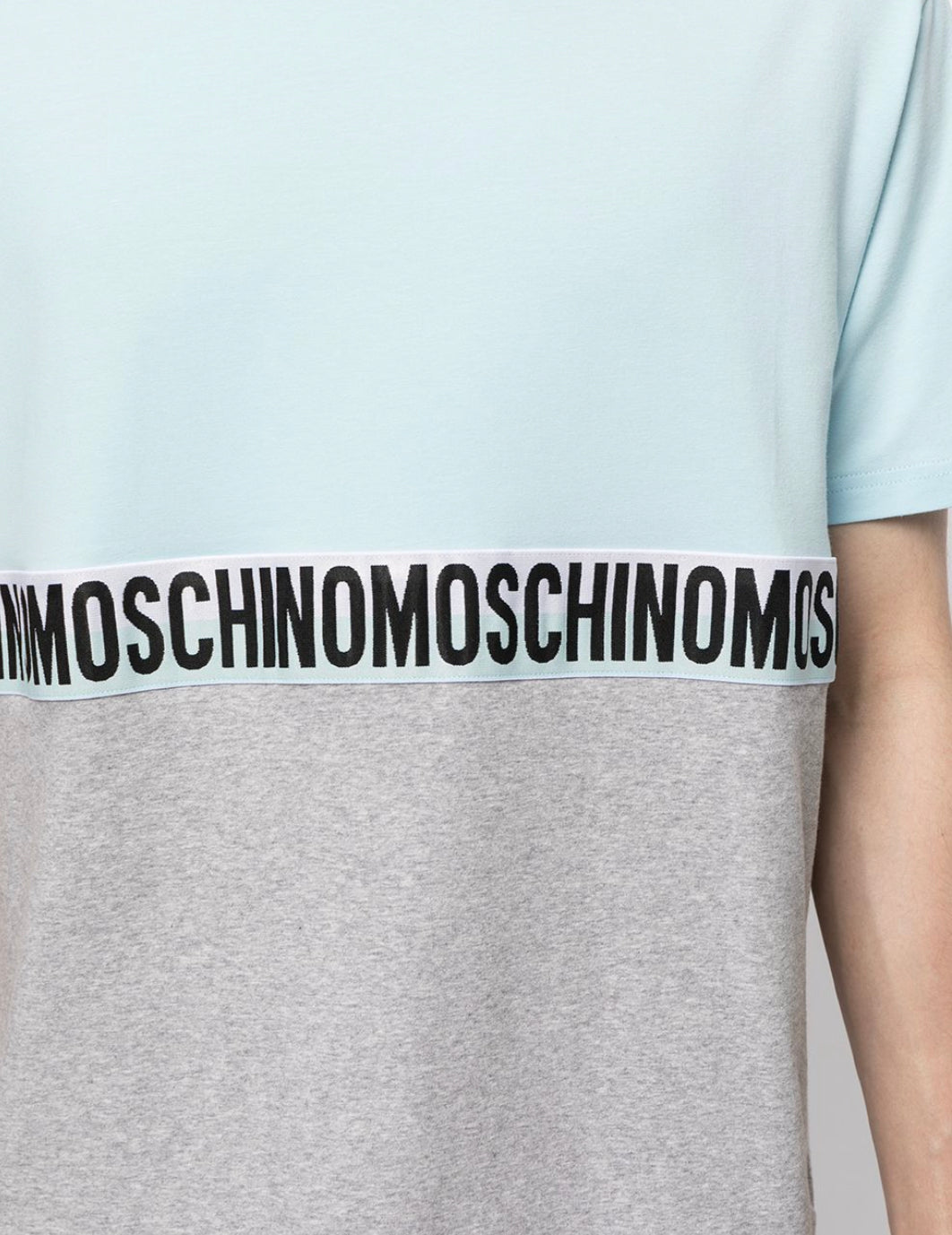 MOSCHINO COLOUR BLOCK BAND TSHIRT - BABY BLUE