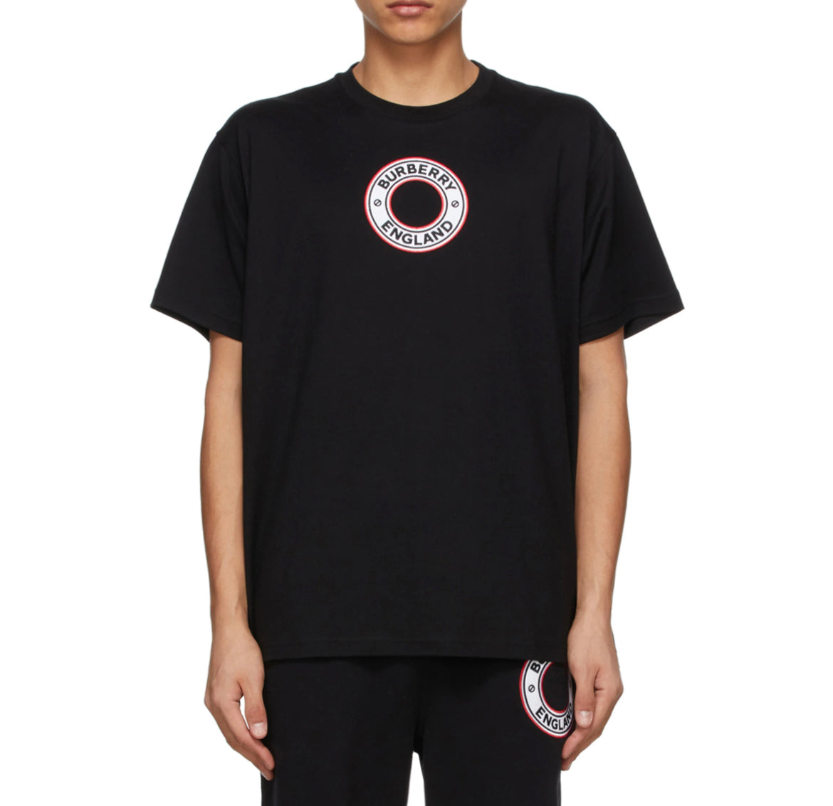 BURBERRY ENGLAND ARCHWAY EMBROIDERED LOGO TSHIRT - BLACK