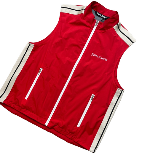 PALM ANGELS LOGO GILET BODYWARMER VEST - RED