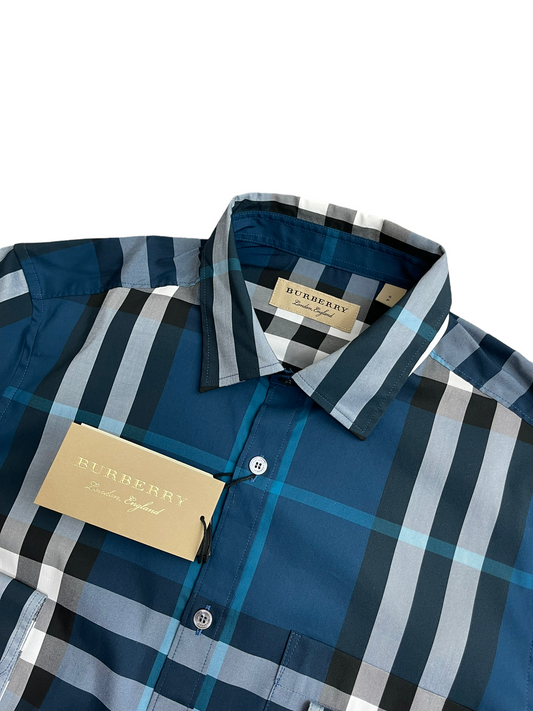 BURBERRY LONDON LONGSLEEVE CHECK SHIRT - BLUE