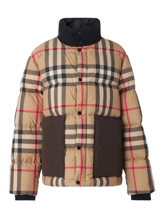 BURBERRY KILHAM CHECK NYLON PUFFER JACKET - ARCHIVE BEIGE