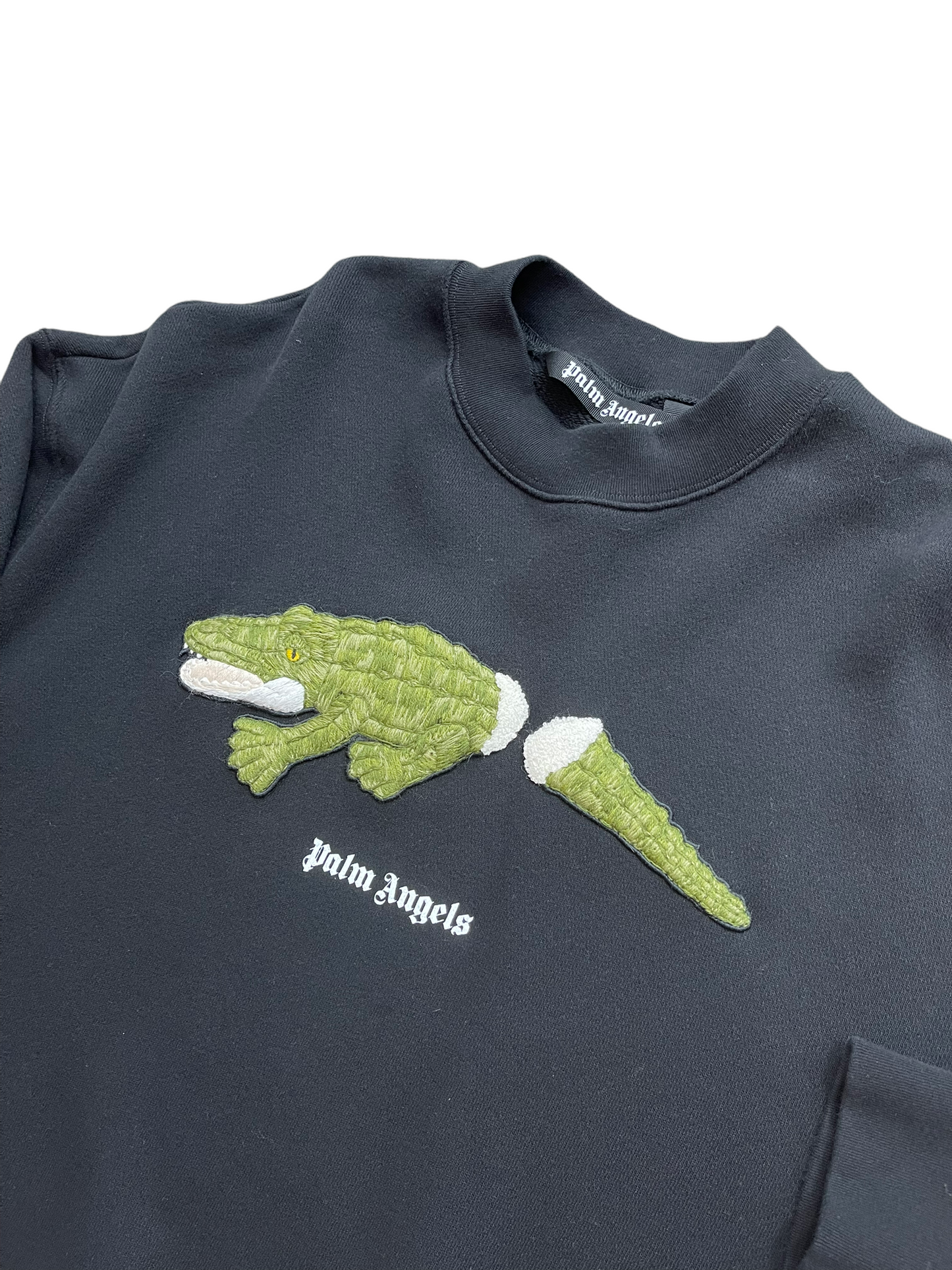 PALM ANGELS CROCODILE LOGO SWEATSHIRT - BLACK