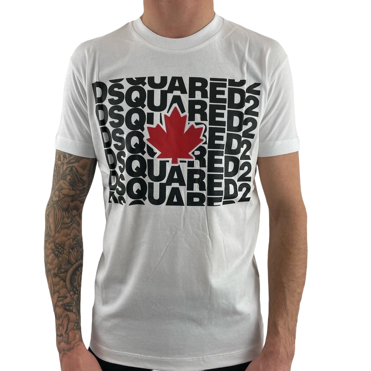 DSQUARED2 MAPLE LEAF LOGO TSHIRT - WHITE