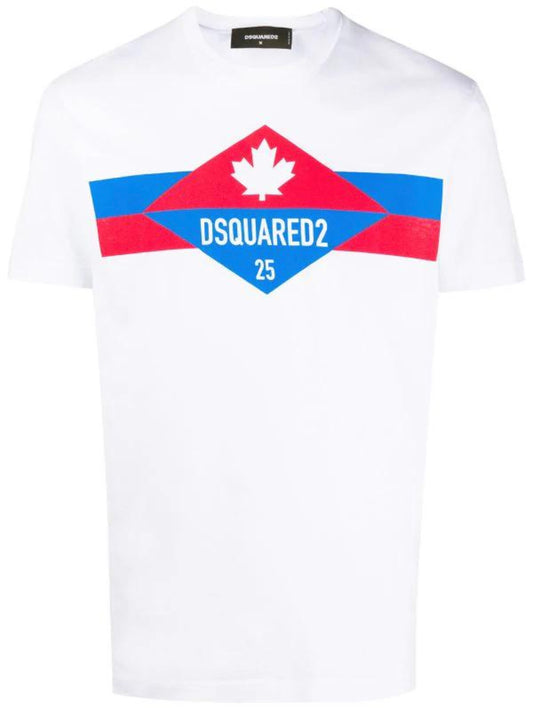 DSQUARED2 MAPLE LEAF LOGO TSHIRT - WHITE