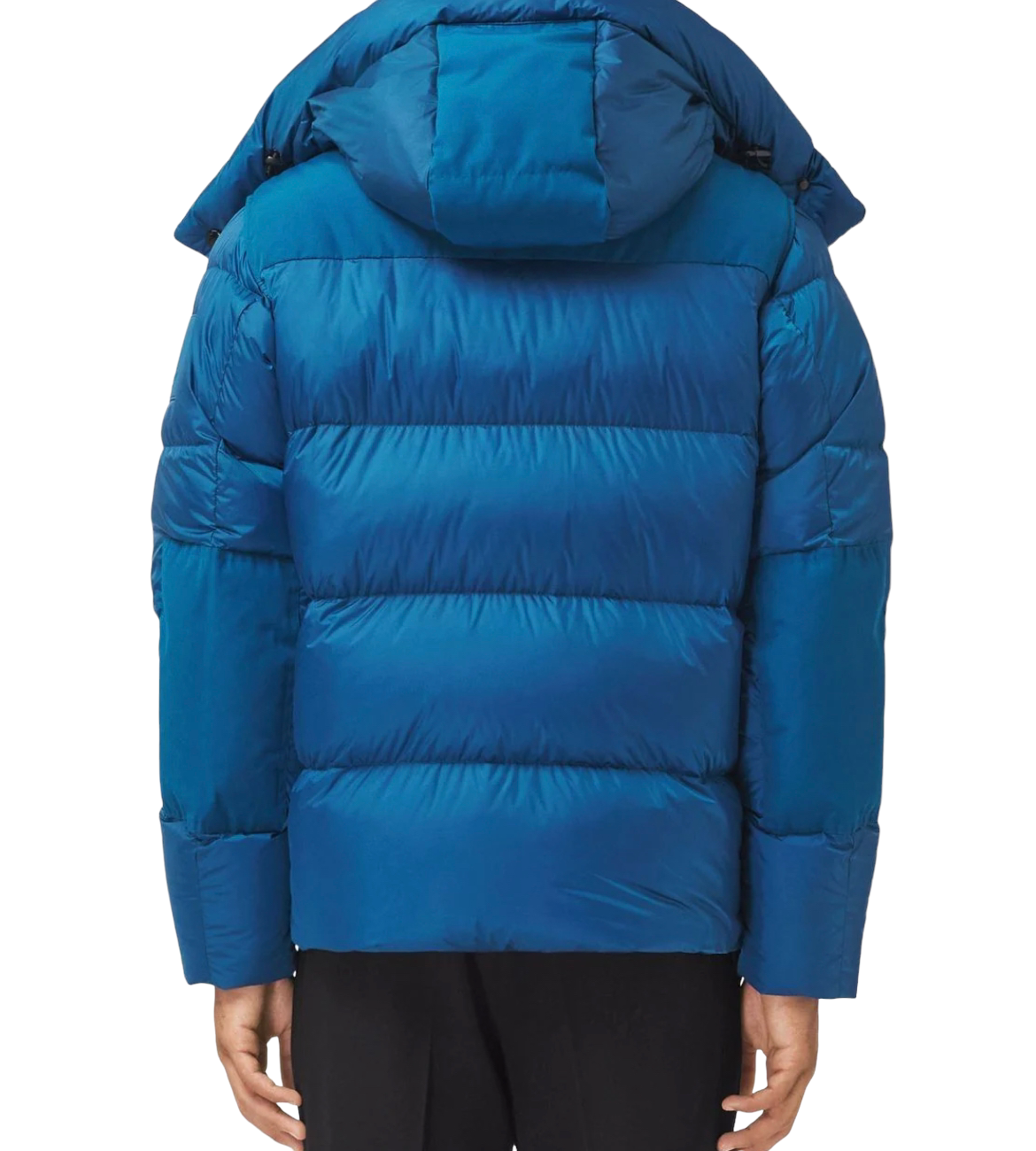 BURBERRY LEEDS DETACHABLE SLEEVE HOODED 2 IN 1 PUFFER JACKET - BLUE