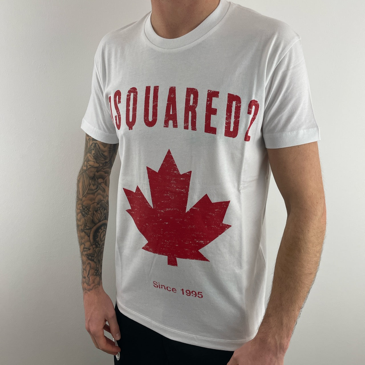 DSQUARED2 MAPLE LEAF LOGO TSHIRT - WHITE