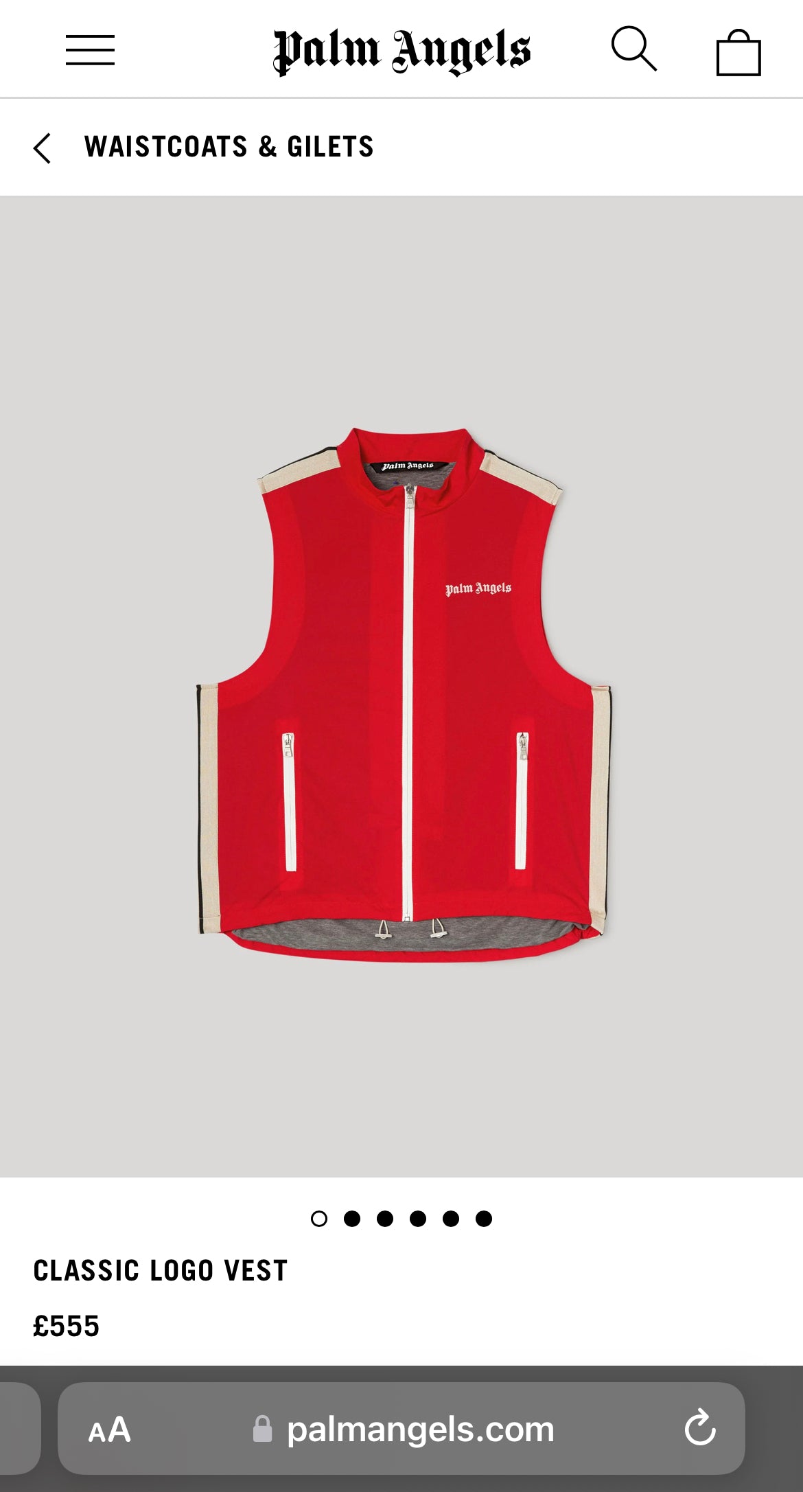 PALM ANGELS LOGO GILET BODYWARMER VEST - RED