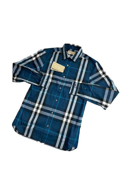 BURBERRY LONDON LONGSLEEVE CHECK SHIRT - BLUE