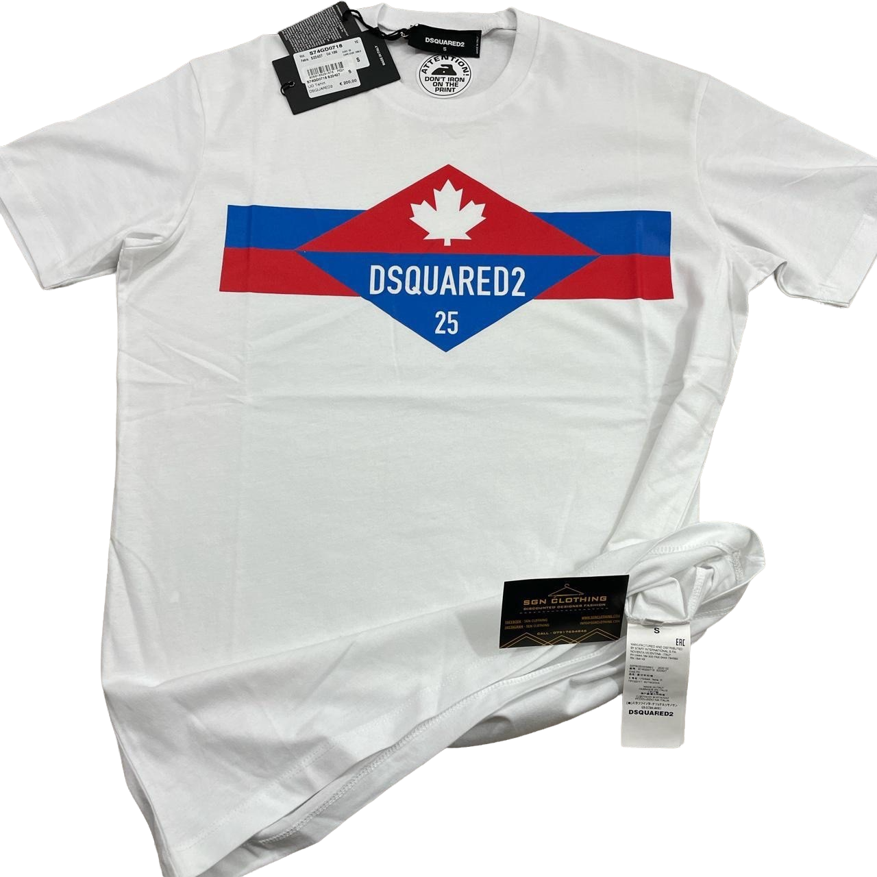 DSQUARED2 MAPLE LEAF LOGO TSHIRT - WHITE