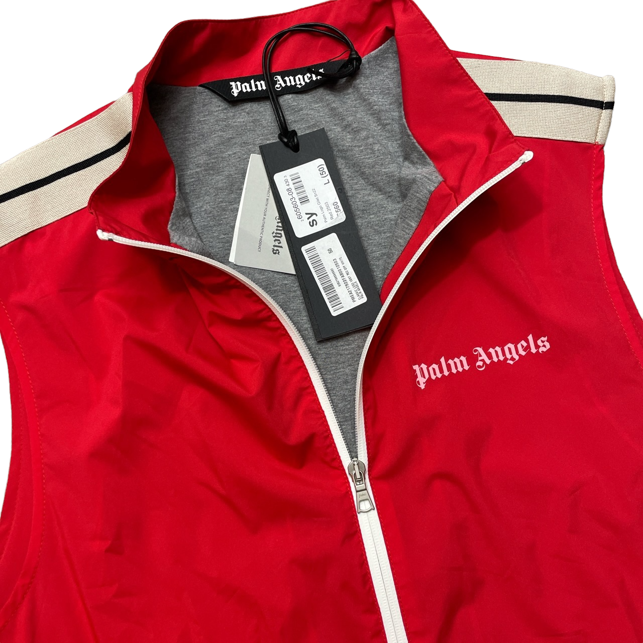 PALM ANGELS LOGO GILET BODYWARMER VEST - RED