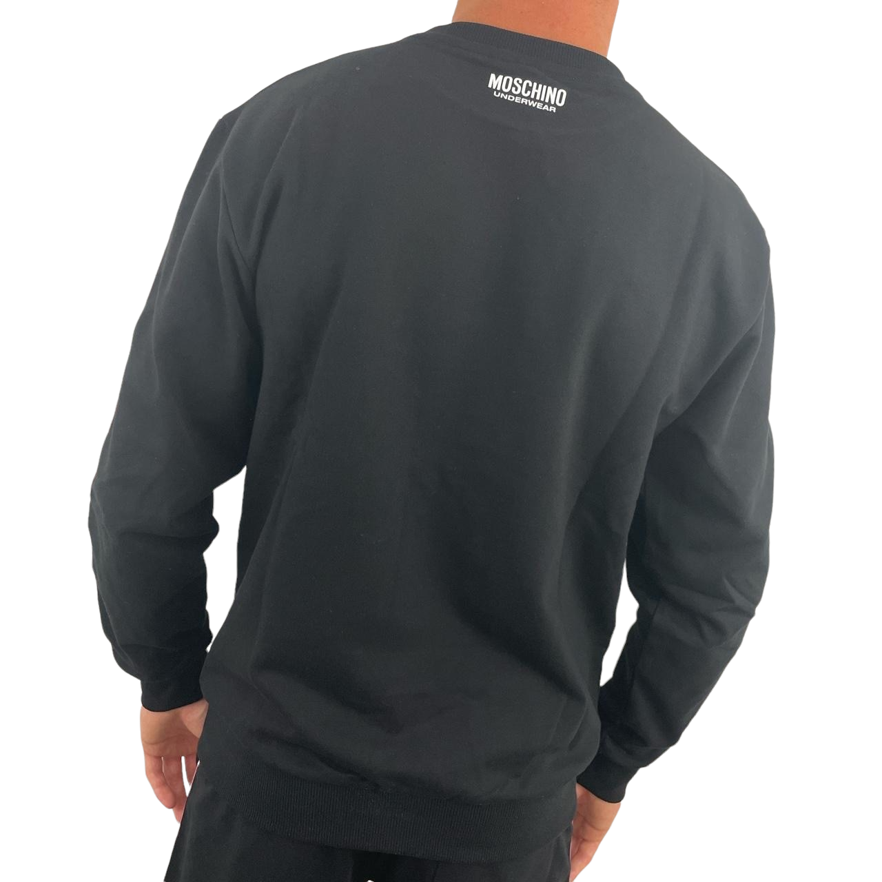 MOSCHINO TAPE COTTON FLEECE SWEATSHIRT - BLACK