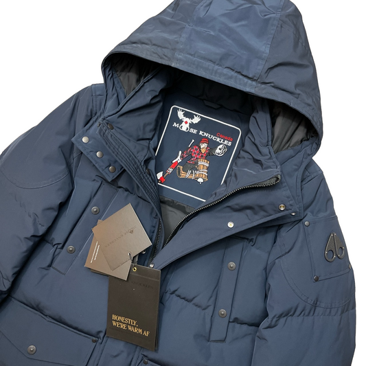 MOOSE KNUCKLES MISCOU ISLAND PADDED DOWN PARKA JACKET - NAVY