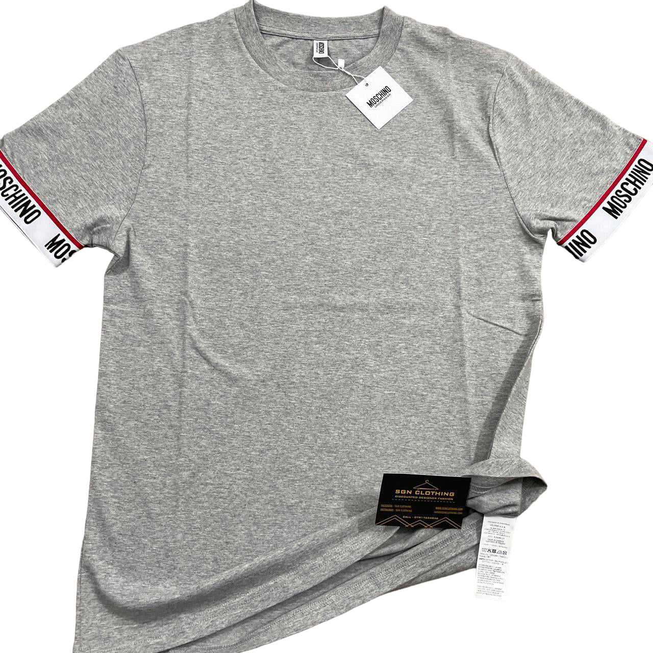 MOSCHINO ARM TAPE TSHIRT - GREY