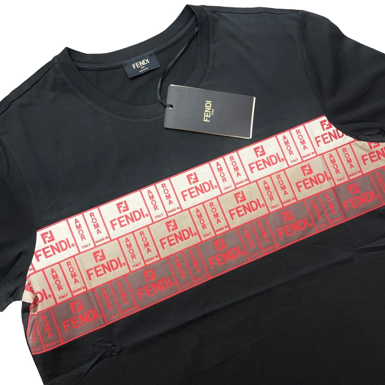 FENDI ROMA BLOCK LOGO TSHIRT - BLACK