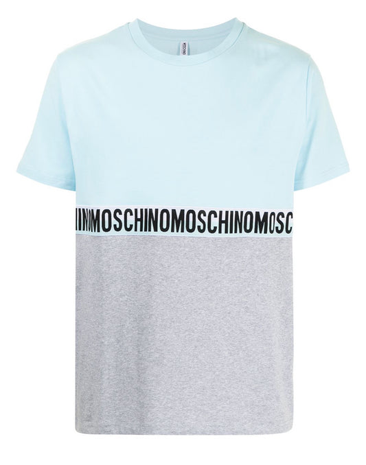 MOSCHINO COLOUR BLOCK BAND TSHIRT - BABY BLUE