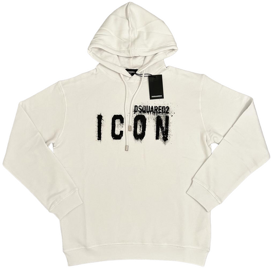 DSQUARED2 ICON SPRAY HOODIE - WHITE