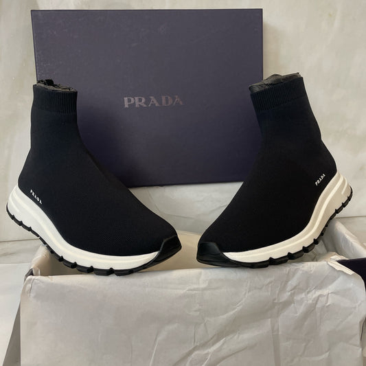 PRADA SPORT SOCK KNIT TRAINERS - BLACK