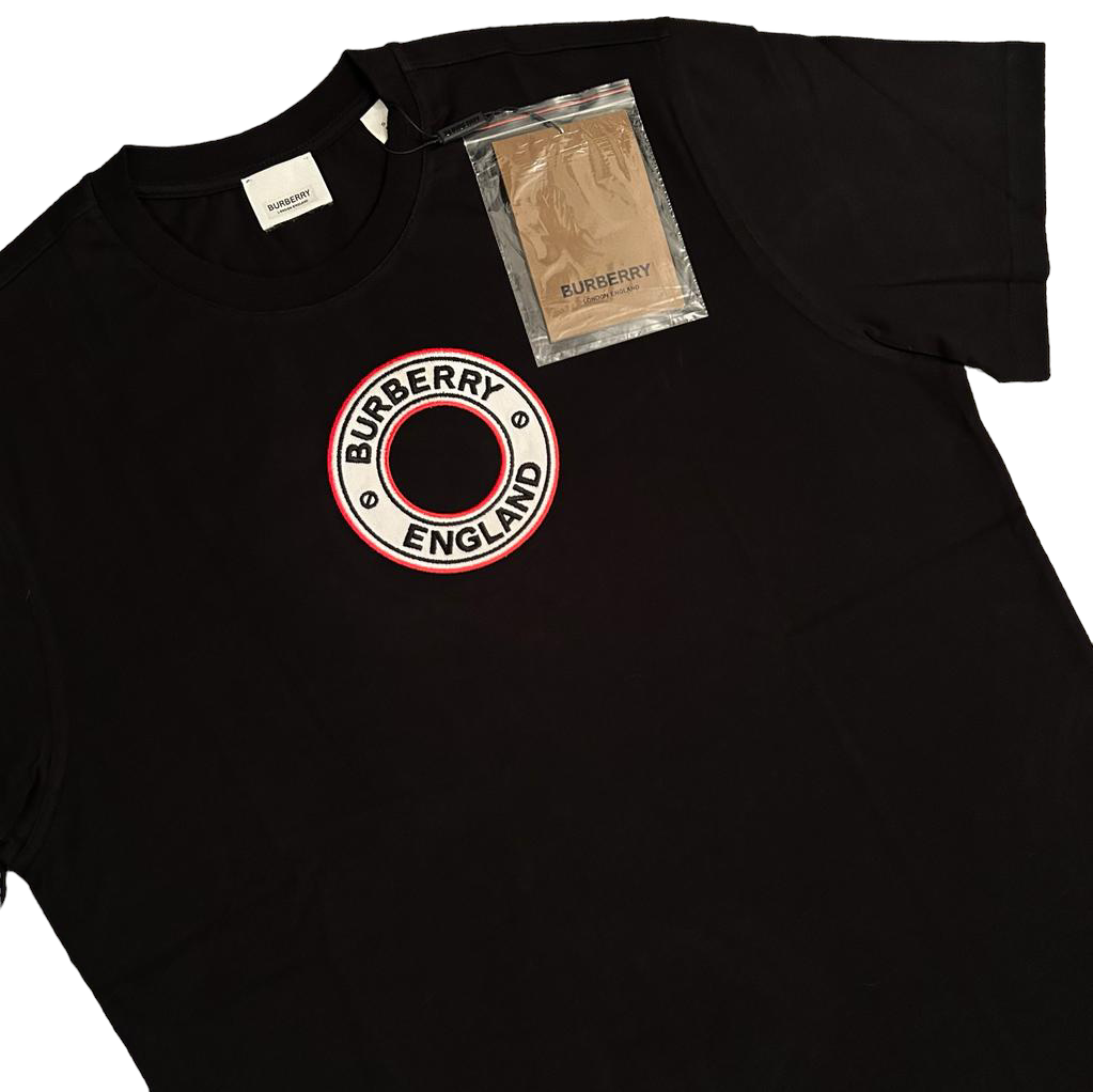 BURBERRY ENGLAND ARCHWAY EMBROIDERED LOGO TSHIRT - BLACK
