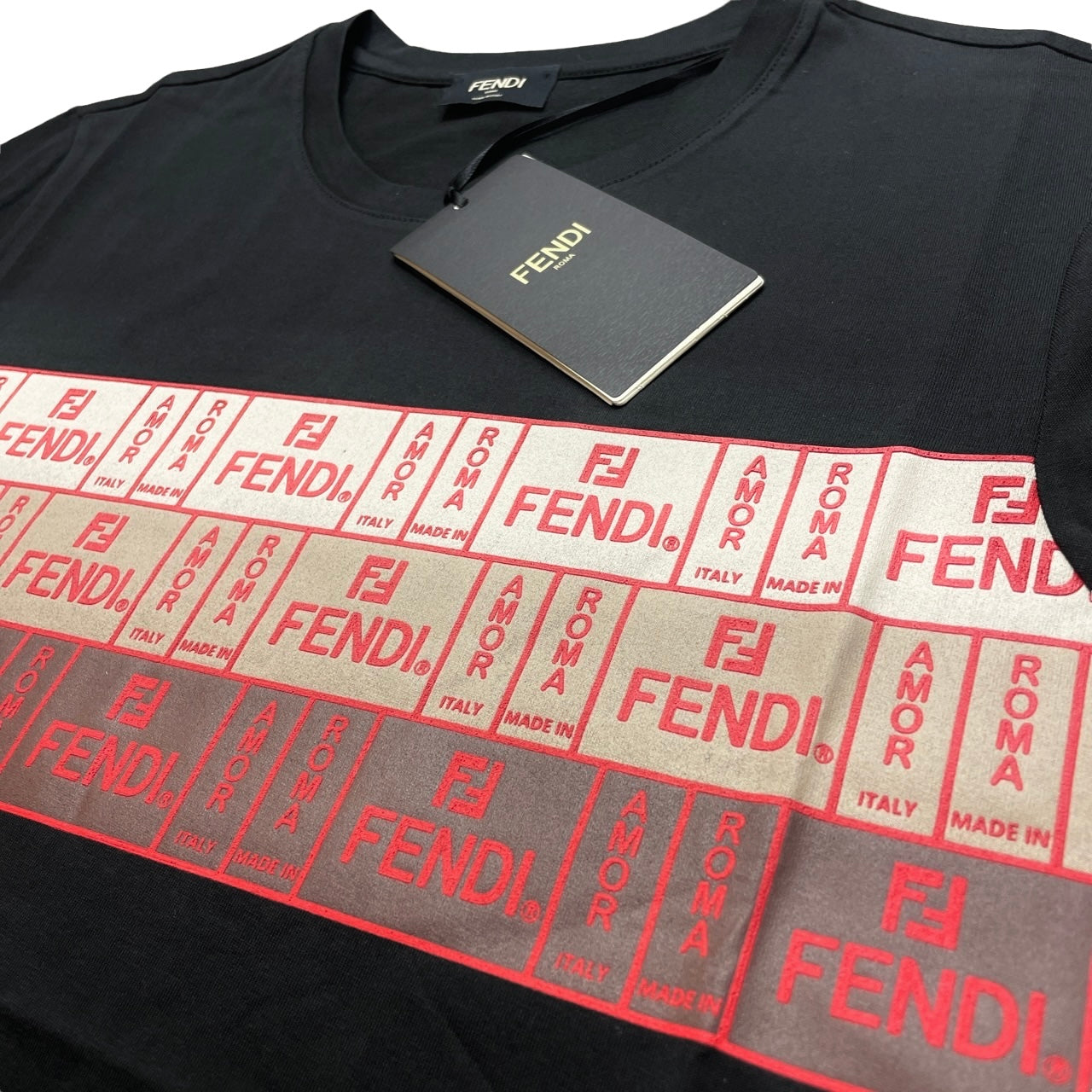 FENDI ROMA BLOCK LOGO TSHIRT - BLACK
