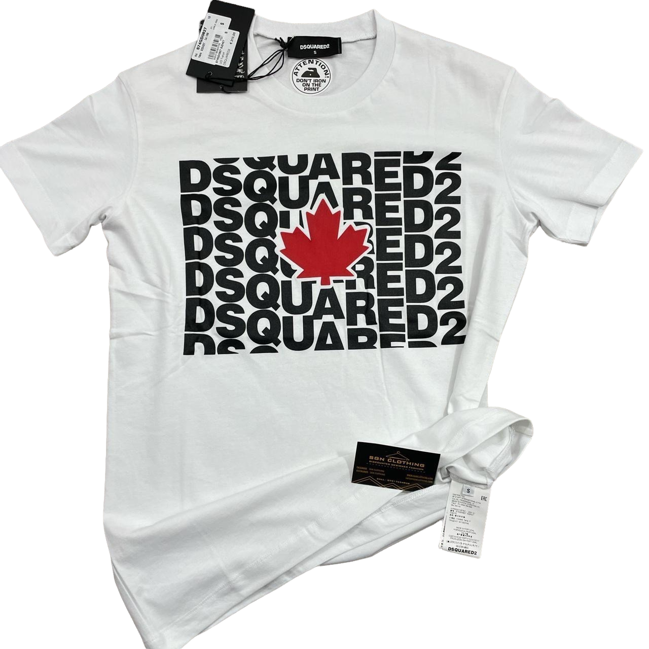 DSQUARED2 MAPLE LEAF LOGO TSHIRT - WHITE