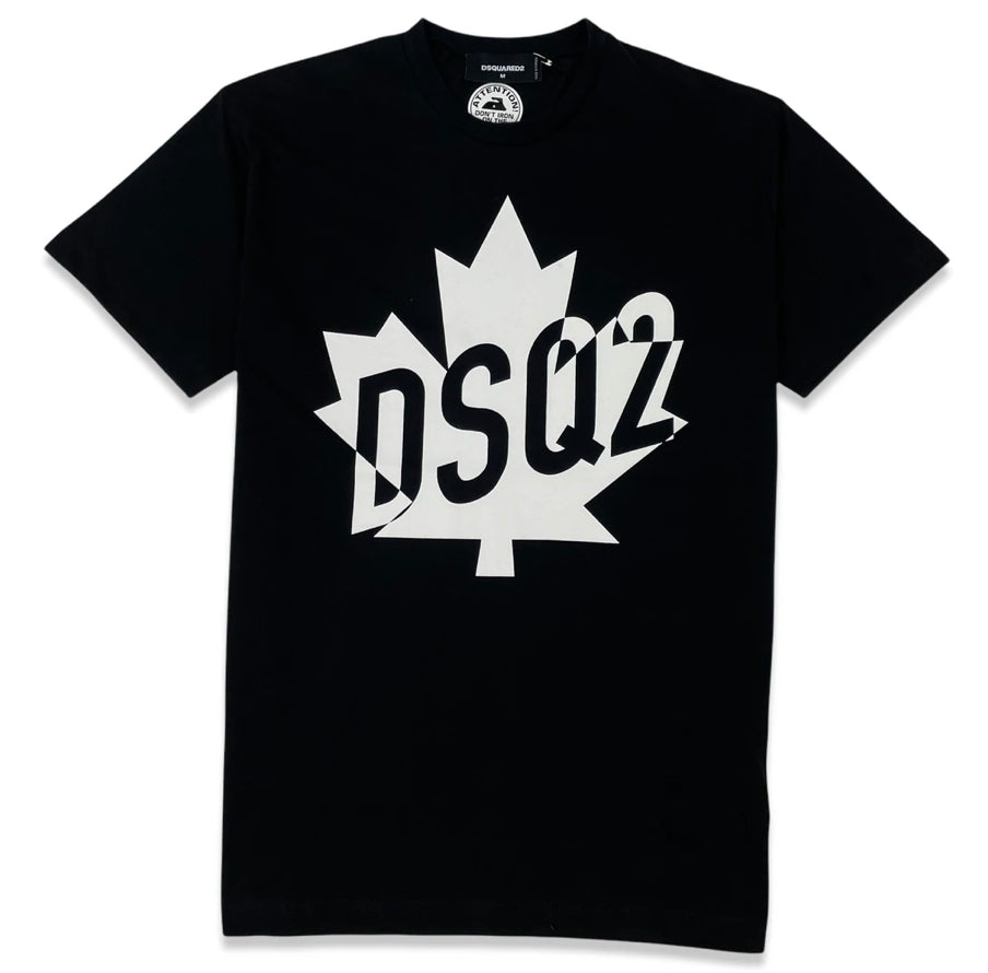 DSQUARED2 DSQ2 MAPLE LEAF LOGO TSHIRT - BLACK