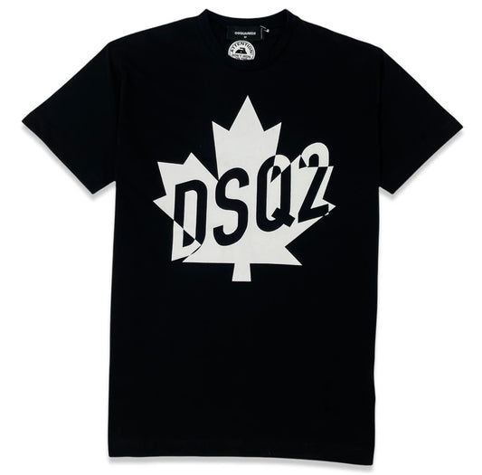 DSQUARED2 DSQ2 MAPLE LEAF LOGO TSHIRT - BLACK