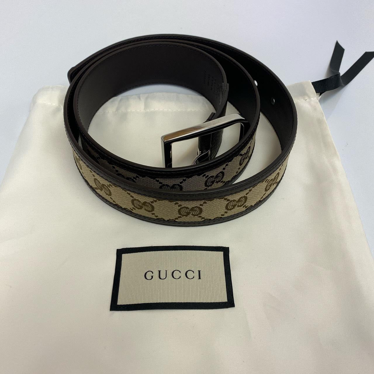 GUCCI GG SUPREME CANVAS & LEATHER BELT