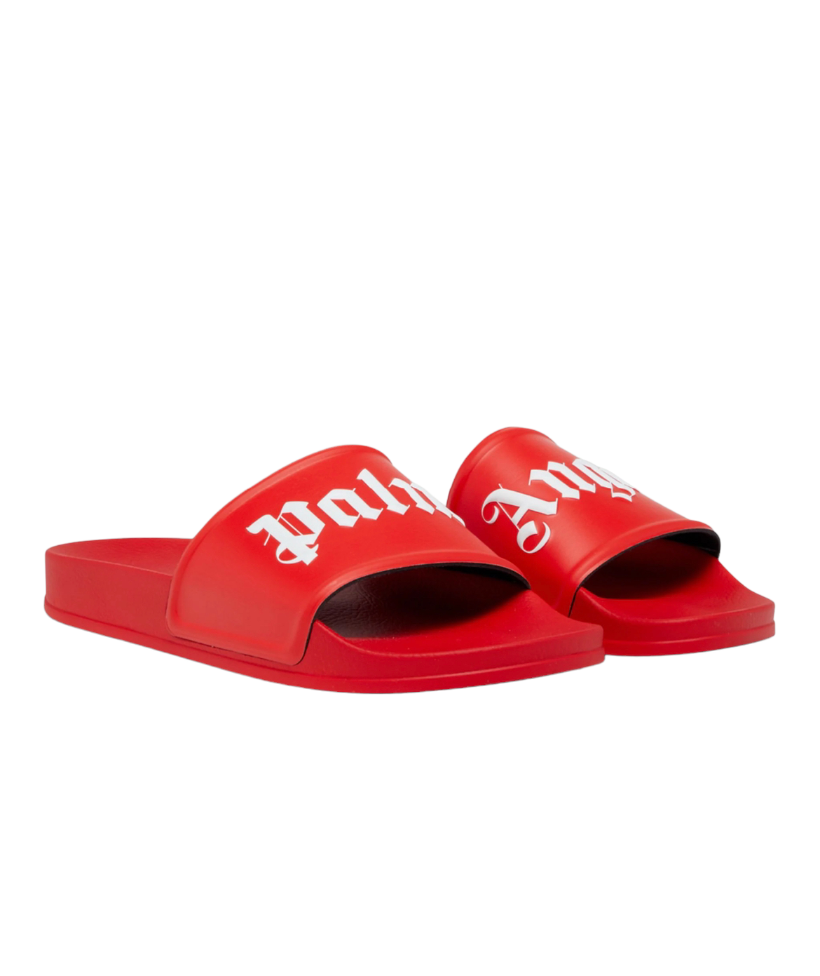PALM ANGELS LOGO POOL SLIDES - RED / WHITE