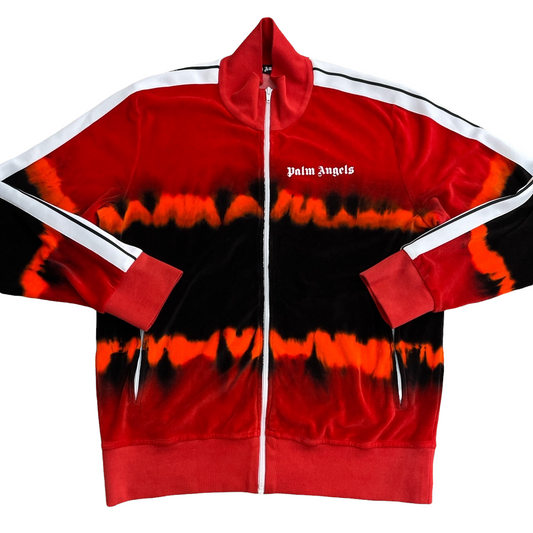 PALM ANGELS TIE DYE VELOUR TRACKSUIT TRACK JACKET - RED
