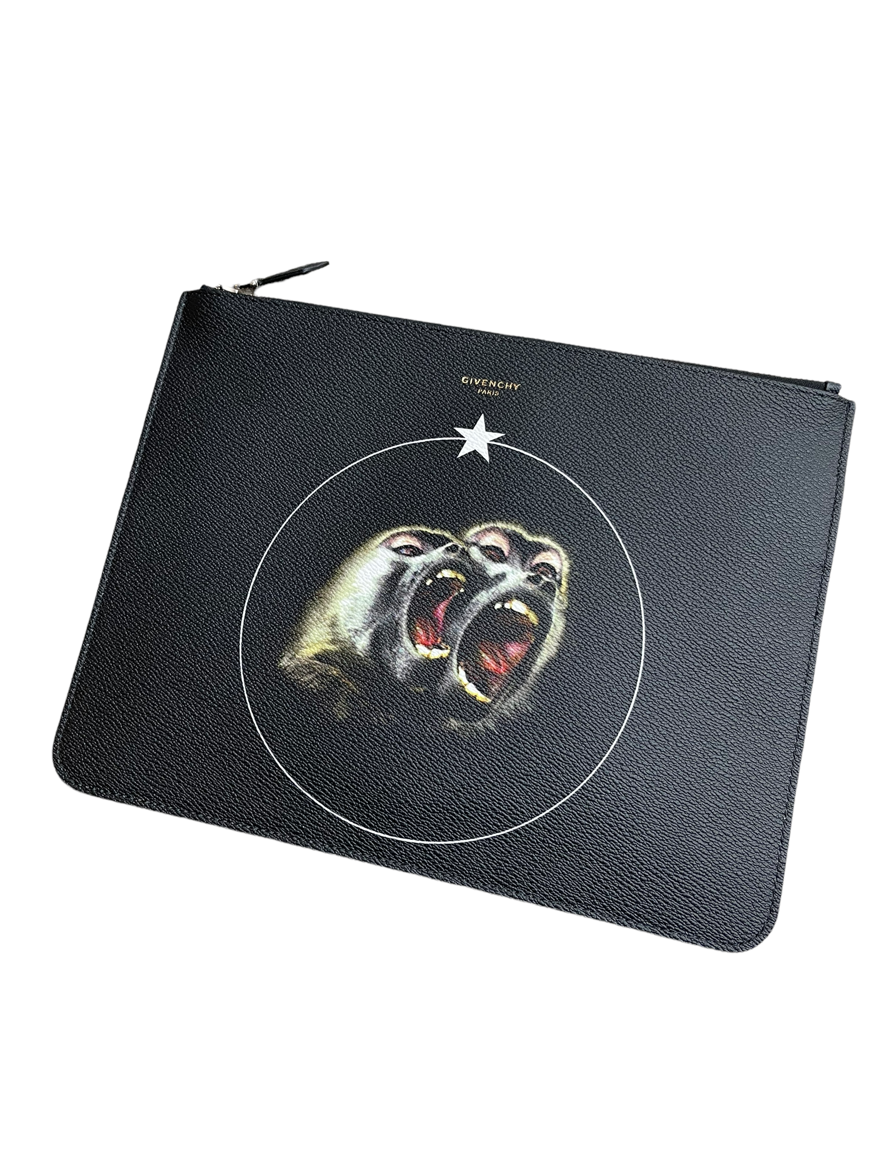 GIVENCHY PARIS MONKEY BROTHERS CLUTCH BAG BLACK