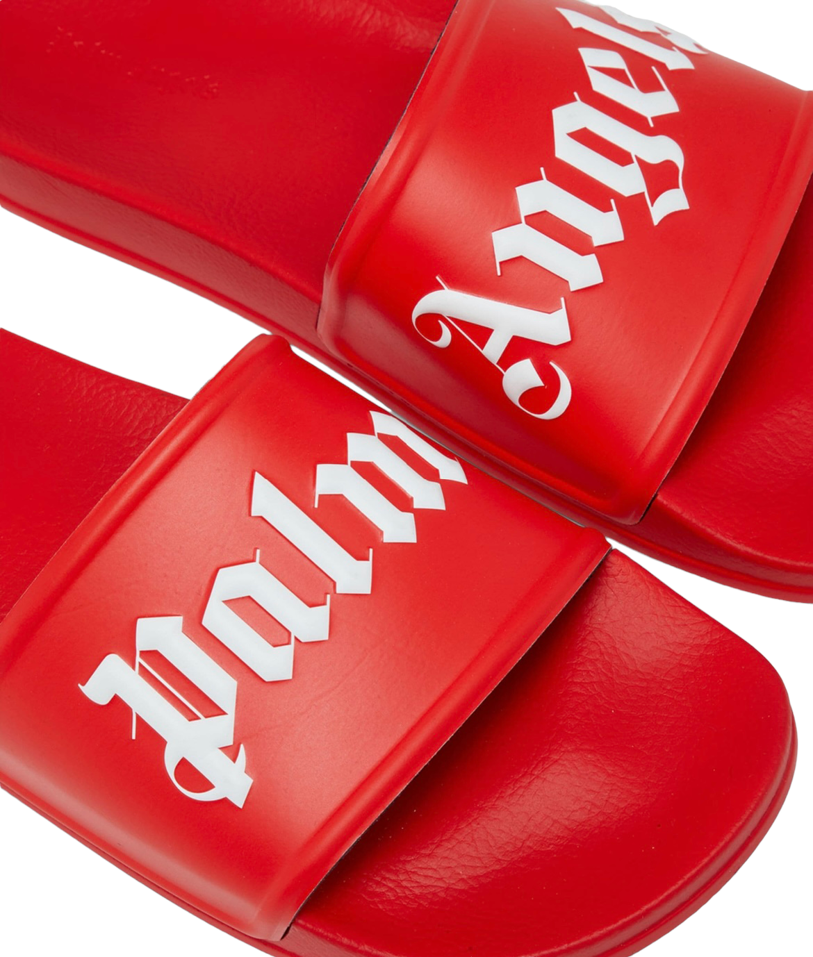 PALM ANGELS LOGO POOL SLIDES - RED / WHITE