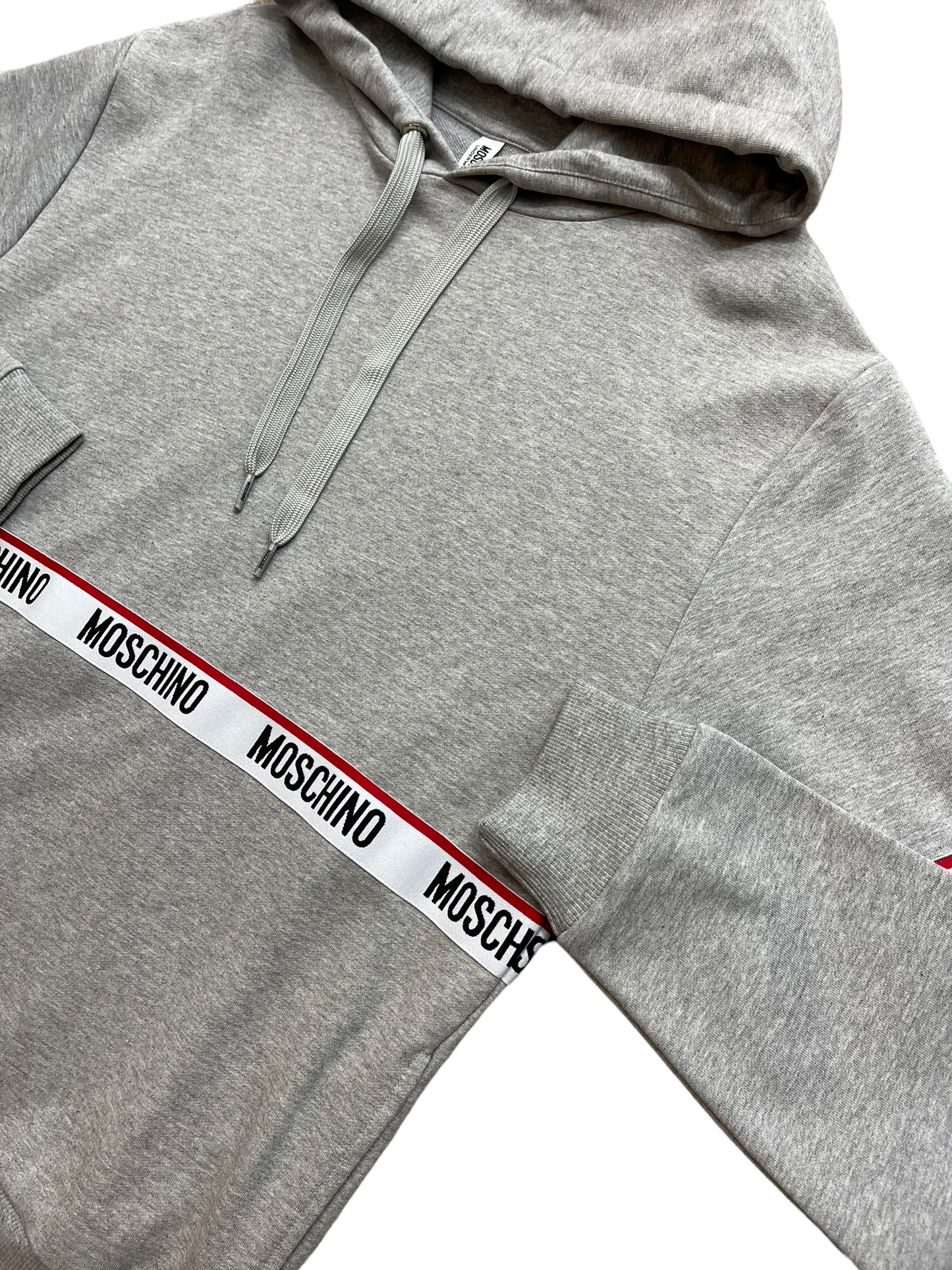 MOSCHINO TAPE PULLOVER HOODIE - GREY