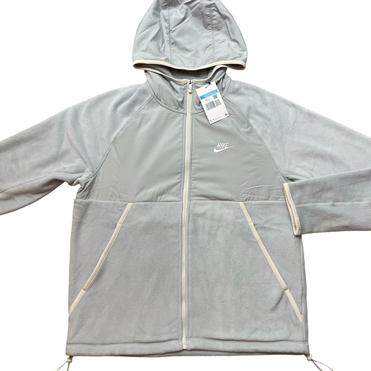 NIKE TECH WINDRUNNER HOODED FLEECE JACKET - LIGHT GREY