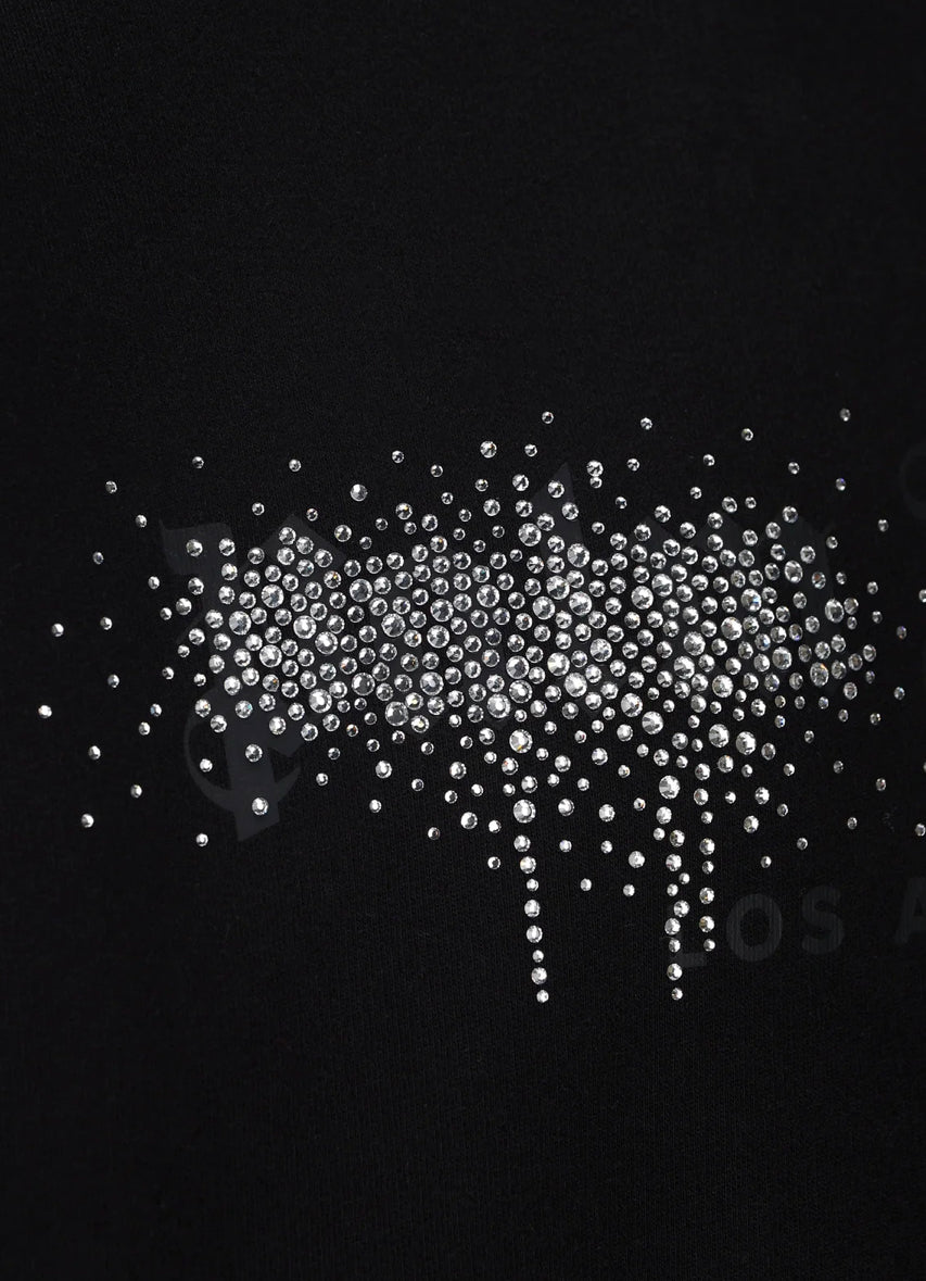 PALM ANGELS LOS ANGELES GEM RHINESTONE HOODIE - BLACK