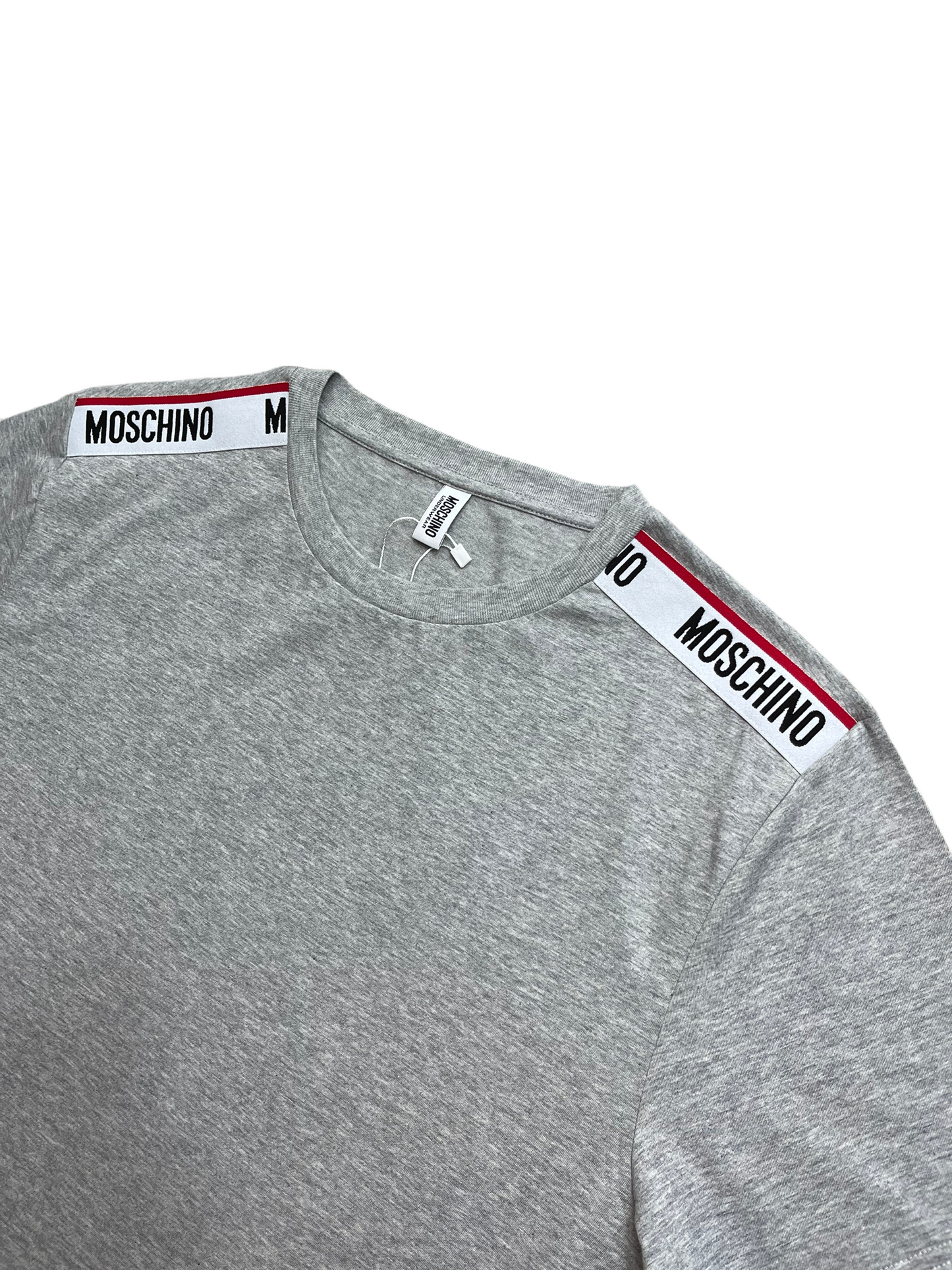 MOSCHINO SHOULDER TAPE TSHIRT - GREY