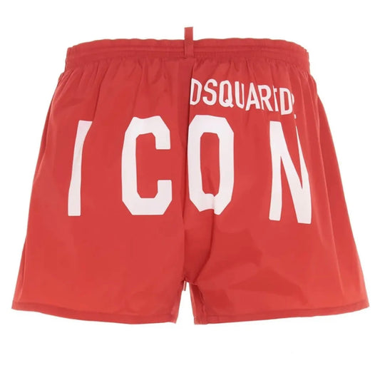 DSQUARED2 ICON BACK LOGO SWIM SHORTS - RED