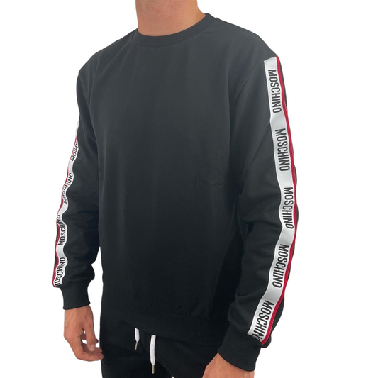 MOSCHINO TAPE COTTON FLEECE SWEATSHIRT - BLACK