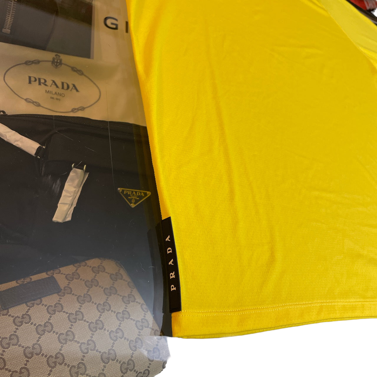 PRADA MILANO SPORTSWEAR TAB LOGO TSHIRT - YELLOW